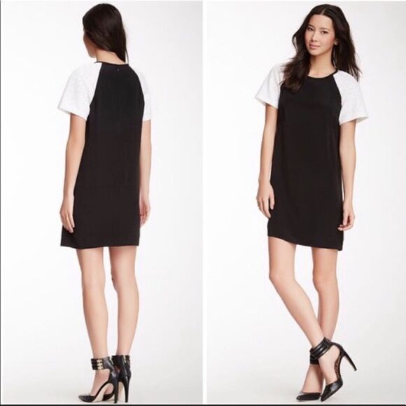 Tibi Carey Linen Silk Eyelet Sleeve Shift Dress - Picture 1 of 10